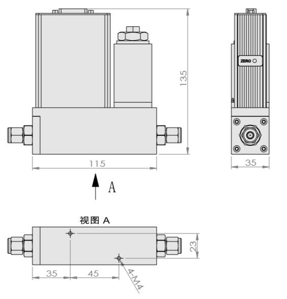 ACU10FA-MC質(zhì)量流量控制器 產(chǎn)品尺寸圖